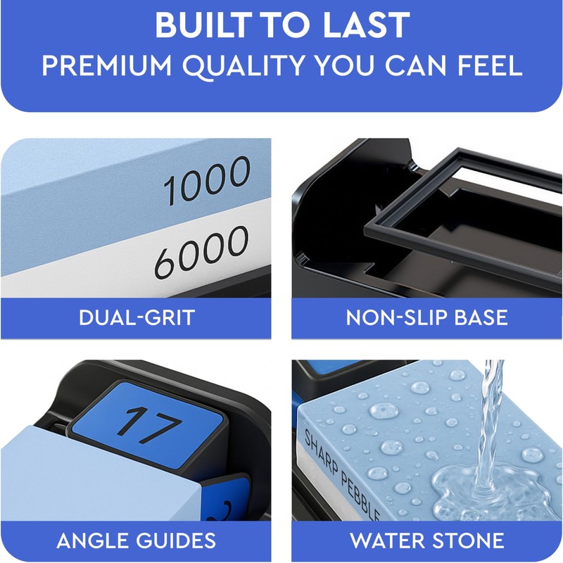 Sharp Pebble Complete Whetstone Knife Sharpening System – 1000/6000 Grit