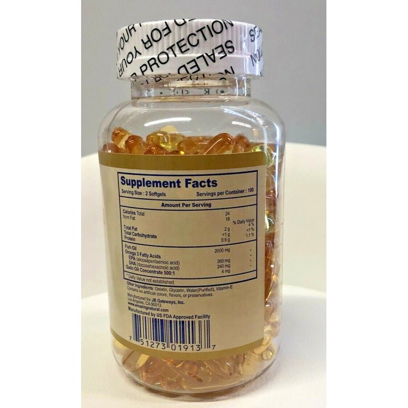 Amazing Natural Fish & Garlic Oil 1000 mg Omega 3,6,9