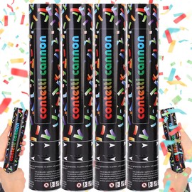 Mineup 4 x confetti cannon, 30 cm confetti popper paper, party popper, 3-5 m effect height, confetti shooter, confetti cannons, degradable, confetti popper for birthdays, weddings, carnival, party