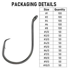 Alwonder 100 Pack Circle Hook Live Bait Hook Black Nickel Sharp Offset Wide Gap Surf Fishing Catfish Bass Bluegill Tuna Freshwater Saltwater #8