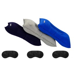 Aircee 3 Pieces Inflatable Travel Pillow for Camping, Home Office Sleeping, Head Neck Lumbar Support, Ultralight Portable Compact and Soft, Airplane Backpacking Trip Pillow