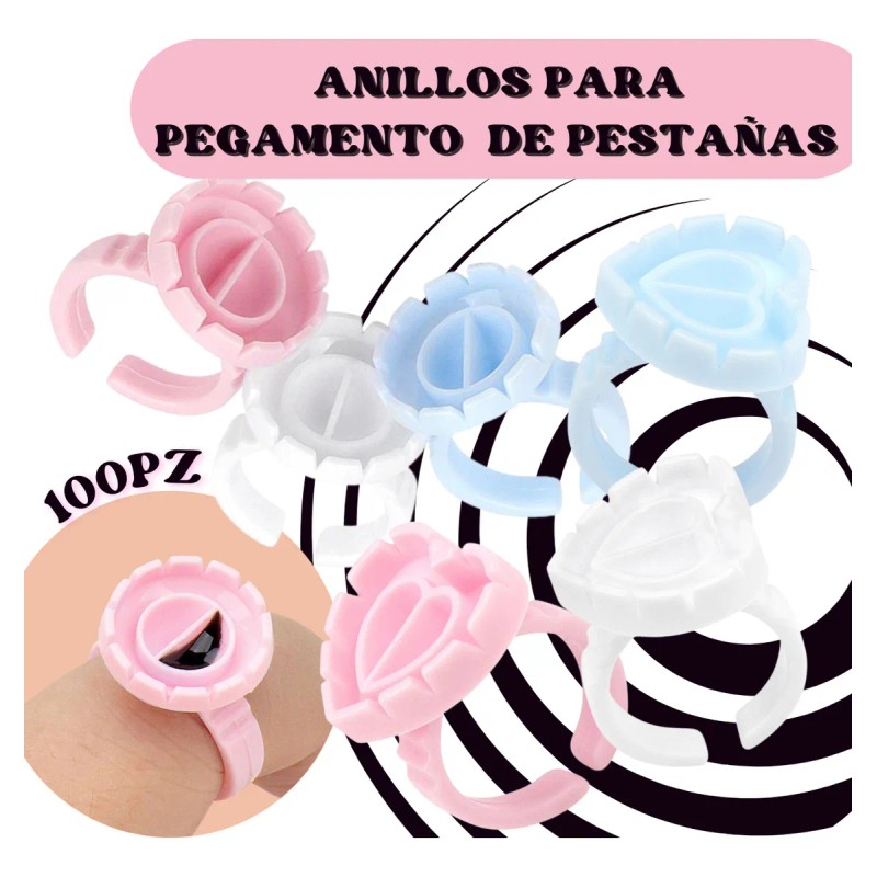 Anillo Para Pegamento Pestañas Soporte Ajustable Set F