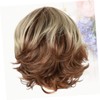 FOMIYES Gradient Rose Wig Curly Bangs Short Length Natural Looking
