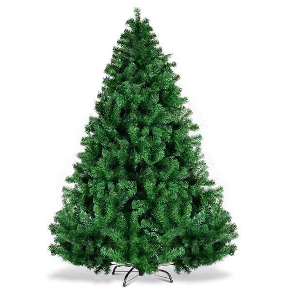 Goplus 6ft Artificial Christmas Tree, Premium Unlit Hinged Spruce Full Tree with 1000 Branch Tips, Metal Stand, Hinged Structure, Easy Assembly Festival Celebration Xmas Tree for Home, Office, Party