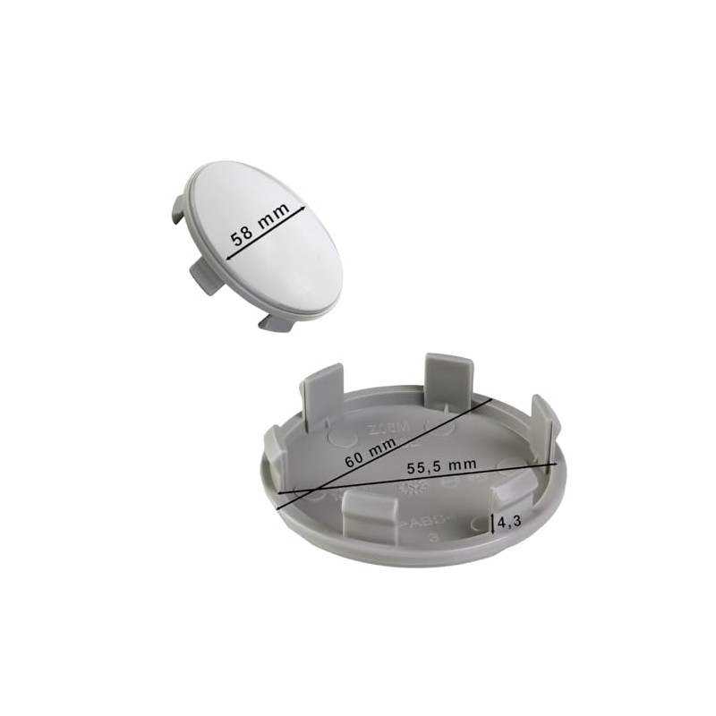 LST 4x Felgendeckel Naben Abdeckung Grau ø 60mm Blende Nabendeckel