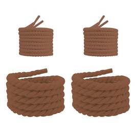 NDTEZUGT 13/32''(1cm) Thick Rope Shoe Laces Strings for Shoes, Round Cotton Chunky Shoelaces Replacement Laces for Sneakers (Brown-02, 47''/120cm)