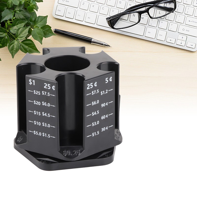 Coin Counter Coin Sorter with Pen Holder Rotatable Piggy Bank