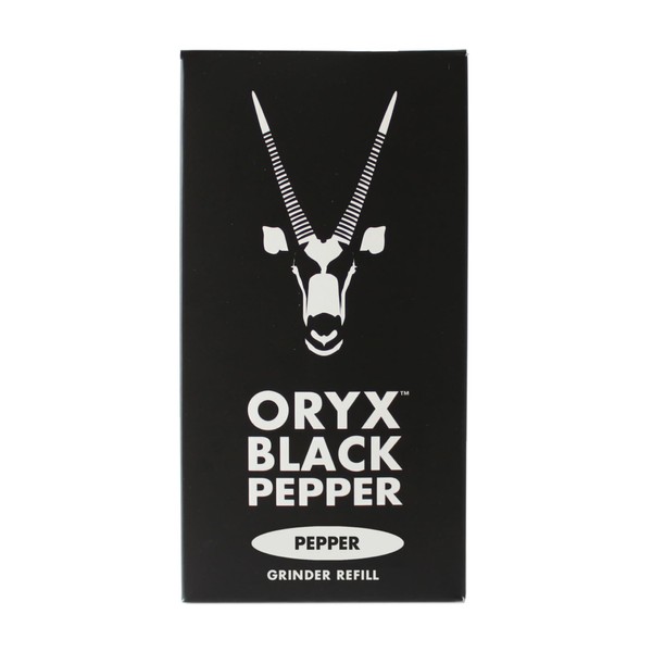 Maíz de pimienta negra entera de Oryx | frijoles de pimienta negros para recambio de molinillo | frijoles de pimienta enteros de primera calidad | Combínalo con sal del desierto Oryx | Caja de 3.5 onzas