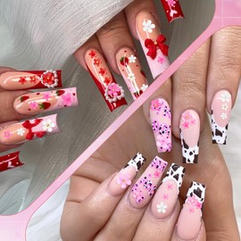 Oruola 2 Boxes 3D Flower for Nails,Multicolor 3D Flower Nail Art Charms Nail Rhinestones 3 Colors Pearls Nail Decorations with Pickup & Dotting Tools for Nail Art DIY Manicure Jewel Accessories