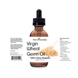 Sweet Essentials 100% Organic Unrefined Wheat Germ Oil | Imported From Italy | 4oz Glass Bottle