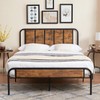 VECELO Queen Size Platform Bed Frame with Wooden Headboard,Sturdy Steel