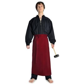 HEMAD Medieval Apron Ortwin Cotton Brown Beige Red Robe LARP, red