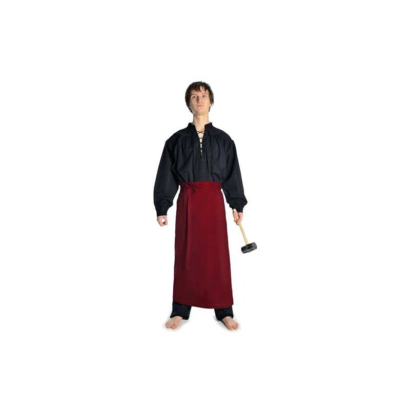 HEMAD Medieval Apron Ortwin Cotton Brown Beige Red Robe LARP,