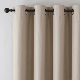 Joydeco 100% Blackout Curtains for Bedroom, Black Out Curtains 72 Inch Long, Linen Curtains for Living Room Window Thermal Insulated Drapes(W52 x L72 Inch, Linen)
