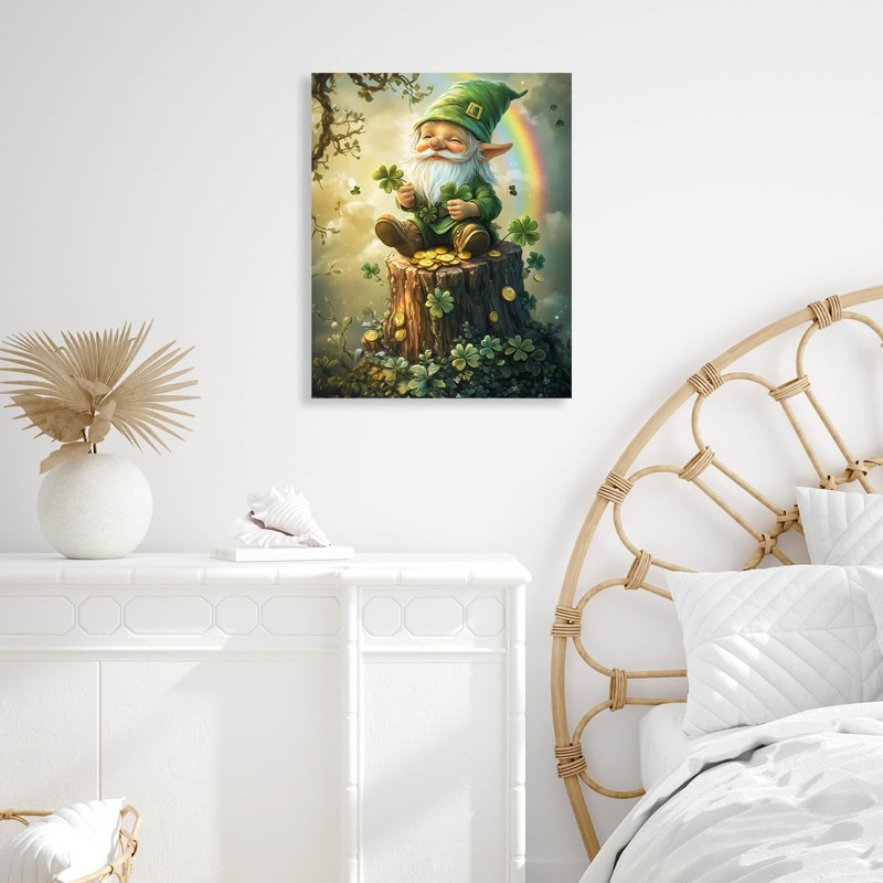 St Patricks Day Wall Decor Canvas Printing, Gnomes Leprechaun Wall