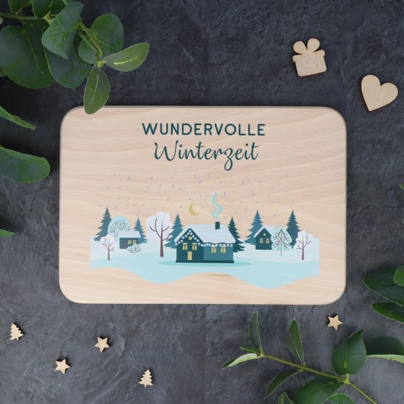 Spruchreif Breakfast board with colour print, Christmas gift idea, "Wunderbare