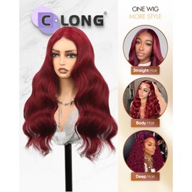 13X6 99j Burgundy Lace Front Wigs Human Hair，200% Density 99j HD Lace Front Wigs Red Colored Body Wave Human Hair Wigs 22inch