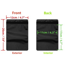 Rimiko 50pcs Resealable Opaque Black Ziplock Bags, Reusable Flat Small Mylar Bag, Aluminum Foil Sample Bags with Matte Color Packaging for Food Storage (Black, 4.7"x 7.9")