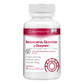 HEALTHADDICTION - Resveratrol, Glutatin y Oxxynea 500 mg - Suplemento Antioxidante con Polifenoles para Bienestar - 60 Cpsulas                        