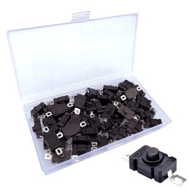 KILIGEN 50pcs Self Locking Push Button Switch for KAN-28 Flashlight SMD Type ON-OFF Mini Switch (Flat Pin with Hole)