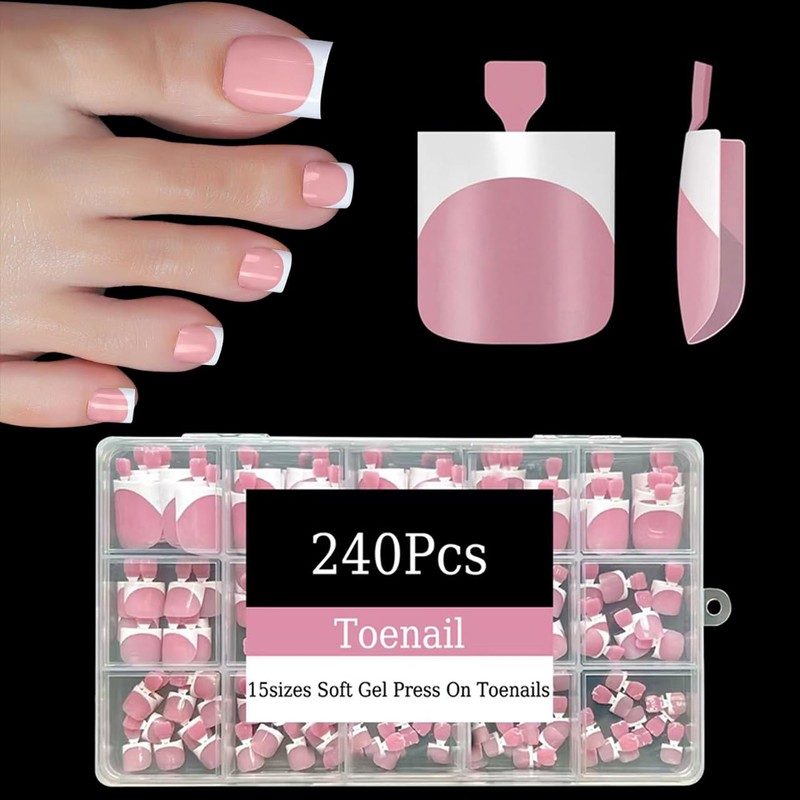 Dsixnails 240 uñas postizas cuadradas cortas y rosas para mujer