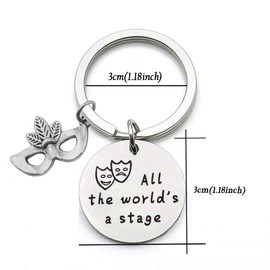 CHOORO Drama Mask Keychain All The World's a Stage Shakespeare Inspired Keychain Theater Jewelry Gift for Actor Actress (All The World's a Stage)