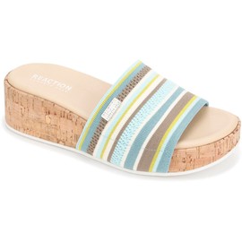 Kenneth Cole Reaction Women's Women's Maila Stretch Slide Sandal Wedge, Aqua Multi, 6