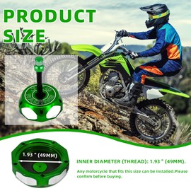 Dirt Bike Gas Cap,Motorcycle Gas Fuel Tank Cap with Breather Valve Universal CNC for SSR Taotao Apollo 125 110 Coolster Raptor Peace 50 70 80 90 110 150 DB10 DB14 SDG107 Pit Dirt Bike ATV Green