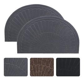 Linfevisi Gray Half Circle Door Mat Indoor Entrance Welcome Mats for Front Door Small Half Round Doormat Outdoor Rubber Back Half Moon Entryway Mats Non Slip Rug for Entry Patio 18x30 Inch 2 Pack