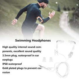 Alvinlite Wasserdichte Kopfhörer, In-Ear-Kopfhörer, Sport-Kabel-Kopfhörer mit Ersatz-Ohrstöpsel, 3,5 mm Stecker, Knochenleitung, Kopfhörer zum Schwimmen, Laufen, Surfen, iPods und MP3-Player (weiß)
