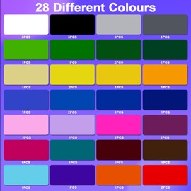 Zyluniy Pack of 45 Plotter Film Textile, 21 x 30.5 cm Flex Film Plotter Textile, Plotter Film Vinyl in 38 Different Colours, Plotter Machine for T-Shirts, Clothing, Hats or Other Fabrics, Ironing Film