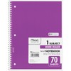 Mead Spiral Notebook, 1 Subject, Wide Ruled Paper, 70 Sheets,