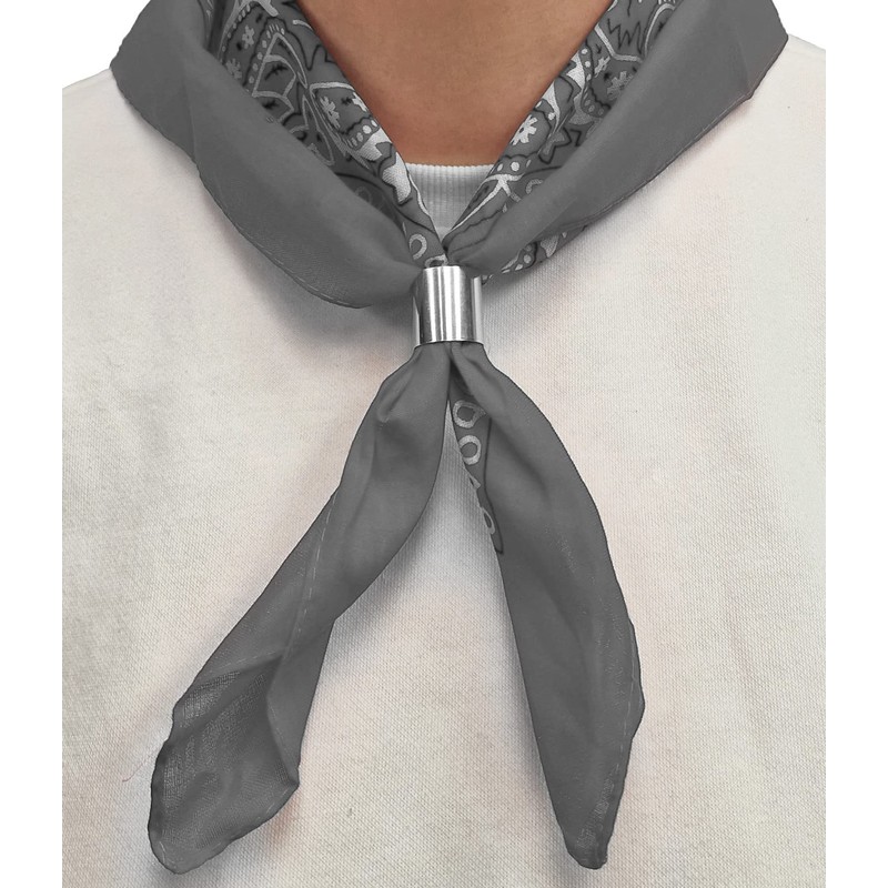 Komonee Tie Neck Ring Loop Clasp Silver Colour With Grey