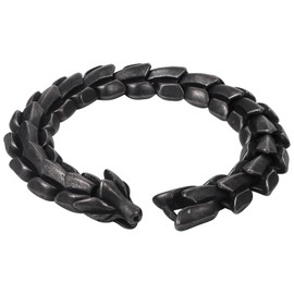 Flonge Vintage Dragon Chain Bracelet: Viking Stainless Steel Bracelets Norse Dragon Head Link Chain Bracelet Viking Jewelry Gift for Men Black Silver