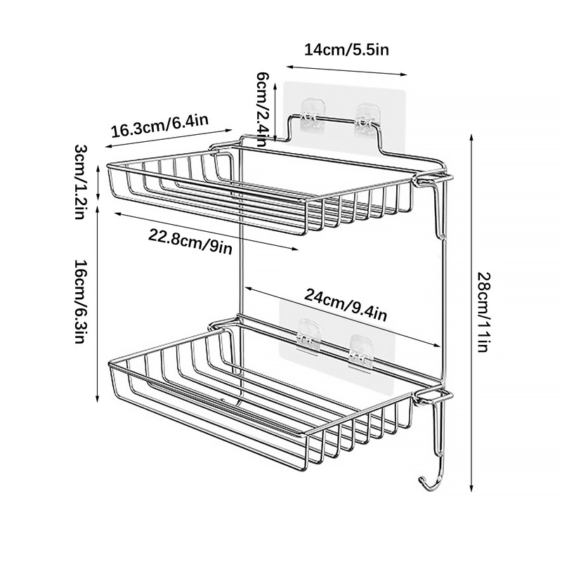 Stainless Steel Folding Storage Rack with Hook and Non Punching