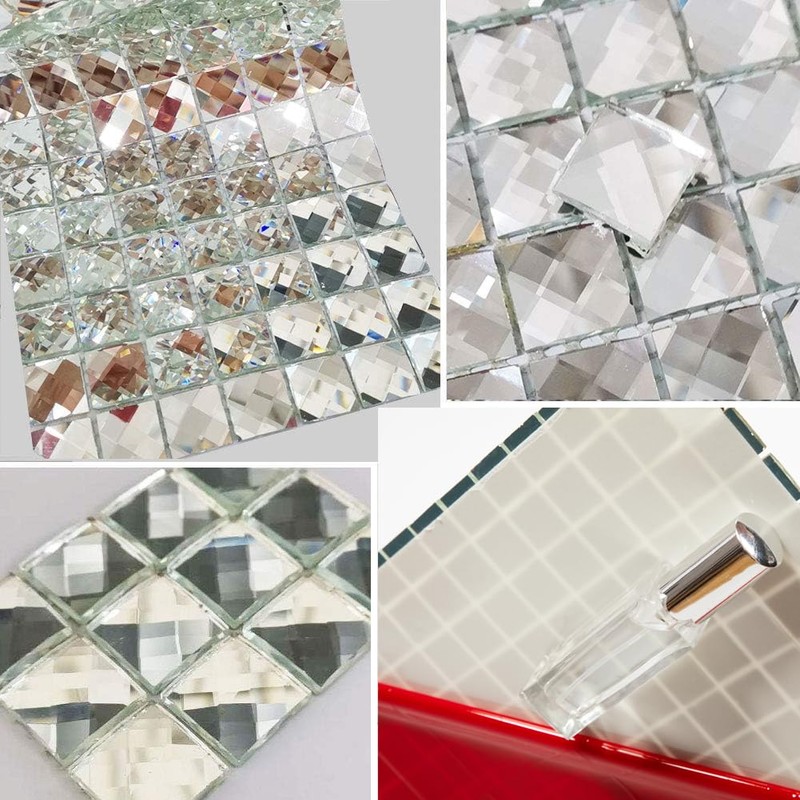 Diflart 10-Sheets Peel and Stick Mirror Glass Mosaic Tile, 3/4