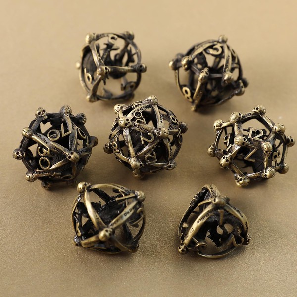 Metal DND Dice Set 7 Hollow 3D Dragon DND Dice
