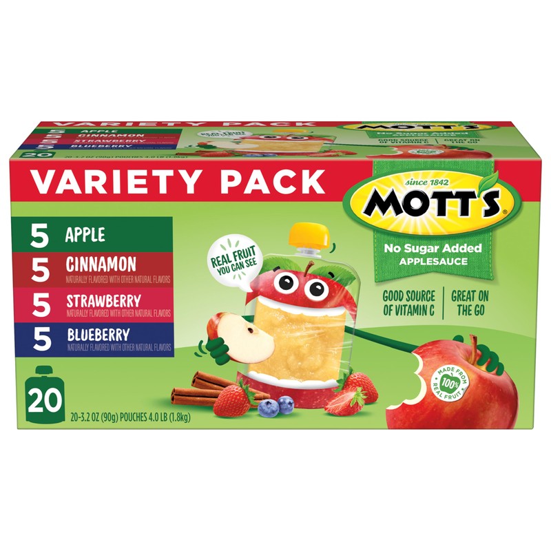 Mott's No Sugar Added Applesauce Variety Pack, 4 Flavors –