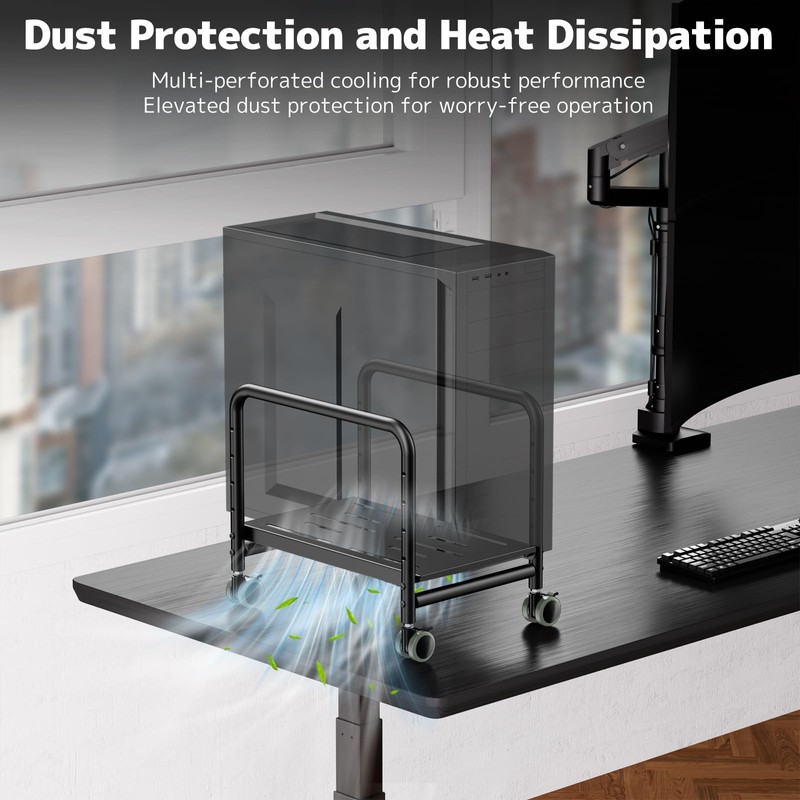 PUTORSEN Computer Tower Stand Under Desk - Height Adjustable PC