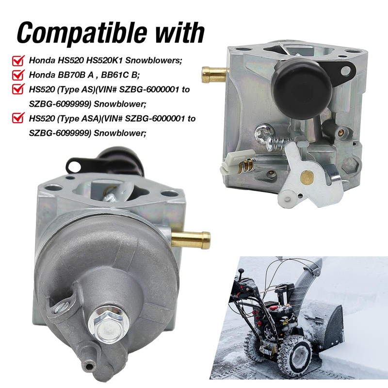 Anxingo 16100-Z1A-H01 16100-Z0J-H03 Carburetor Replacement for Honda HS520 HS720 HS520K1