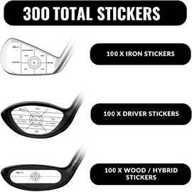 Veltec Premium Golf Impact Tape Labels, Self-Teaching Sweet Spot and Consistency Analysis, 300 Pieces (100 Wood, 100 Iron and 100 Putter), Useful Training Aid Improve Ball Striking