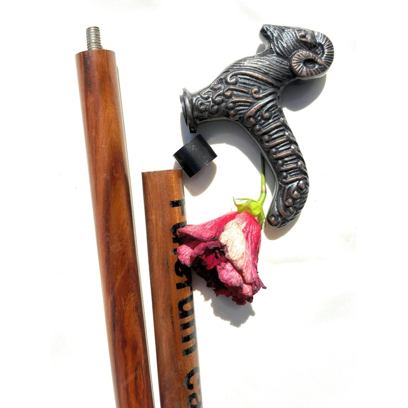 Wooden Walking Cane with Aluminium Handle Sheep - Handmade, Ergonomic,