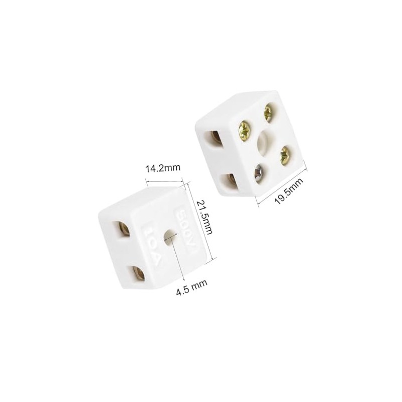 BOXONLY 2 Way High Temp Wire Connectors,Ceramic Connector for Wiring,21.5x19.5x14.2mm,10pcs