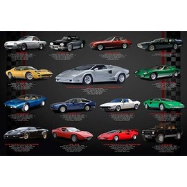 Exotic Sports Car Evolution Poster Collage Home Decor Print (12x18)
