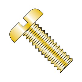 Small Parts 0608MSPY Steel Pan Head Machine Screw, Yellow Zinc Plated, Meets ASME B18.6.3, Slotted Drive, #6-32 Thread Size, 1/2" Length, Fully Threaded, Imported (Pack of 100)