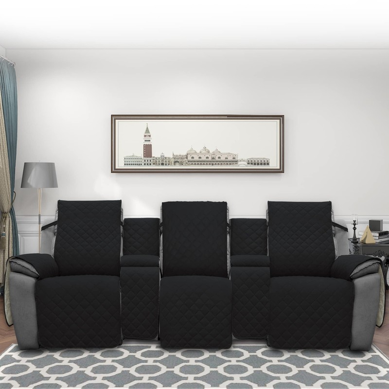 Easy-Going Recliner Sofa Cover with Console, Reversible Couch Cover for