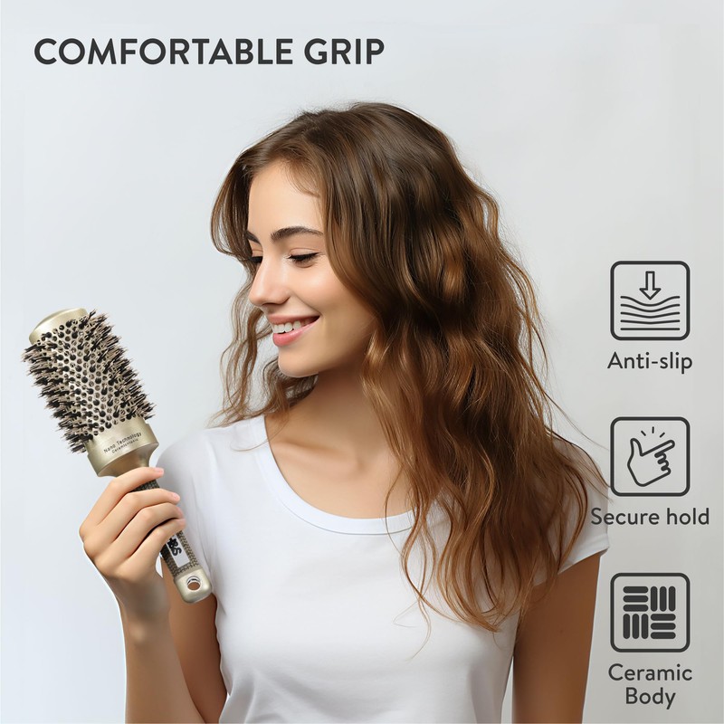 H&S Round Hair Brush - ⌀ 85mm (3.3") - Natural