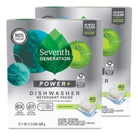 Seventh Generation Seventh Generation Power Plus Dishwasher Detergent Packs Fresh Citrus scent Pack of 2 for sparkling dishes Dishwasher tabs 40 count