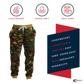Premium Wear Men’s Jogger Sweatpants - Lightweight, Super Soft, 100% Polyester | Elastic Drawstring, Deep Pockets, Tag-Free | Medium Camo