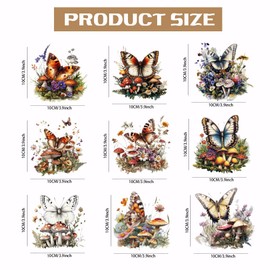 SUPERDANT Butterfly Iron on Transfers 9 Sheets Heat Transfer Film Stickers Set Clothing Iron on Decals for T-Shirt Hoodie Bags Pillow Jackets Jeans DIY Crafts 10x10cm